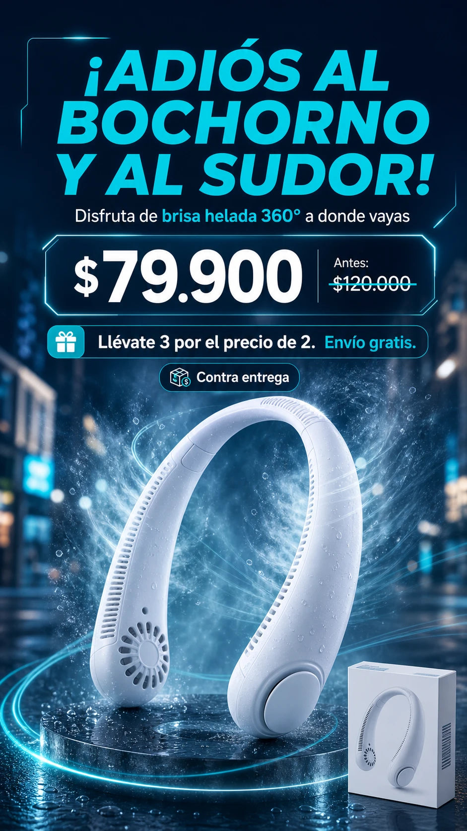Ventilador de Cuello Portátil Recargable Sin Aspas + Ventilador de Cuello Portátil Recargable Sin Aspas + Ventilador de Cuello Portátil BreezeFlex + Ventilador de Cuello Portátil Recargable Sin Aspas